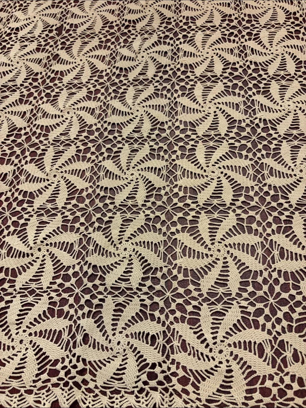 Vintage Tan/cream lace table cloth approx 88x62 inches